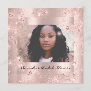 Convites Foto de cristais Rosa de aniversário de chá de pan