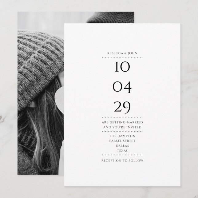 Convites Foto de data especial elegante simples de casament (Frente/Verso)