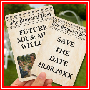 Convites Foto de diversão russa do jornal Salvar a data