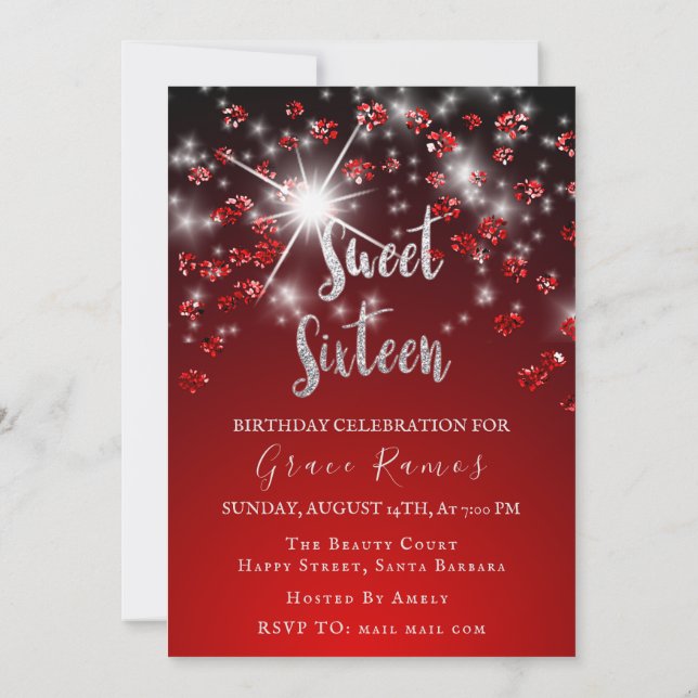 Convites Foto de Drivers de Prata de Cinza Vermelha da Swee (Verso)