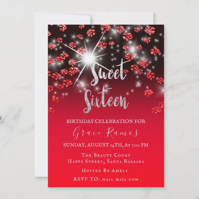 Convites Foto de Drivers de Prata de Cinza Vermelha da Swee (Verso)