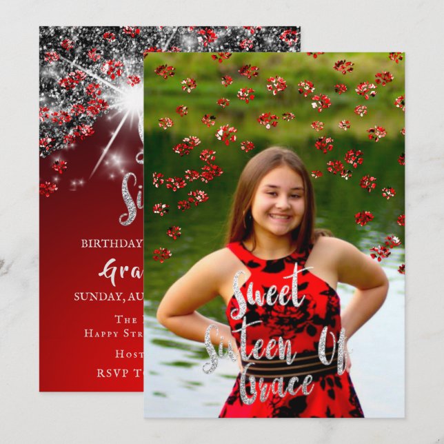 Convites Foto de Drivers de Prata de Cinza Vermelha da Swee (Frente/Verso)