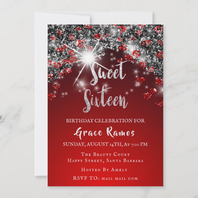 Convites Foto de Drivers de Prata de Cinza Vermelha da Swee (Verso)