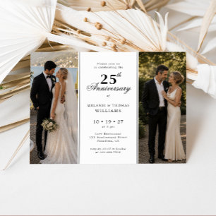 Convites Foto de Então e Agora 25º Aniversário de Casamento