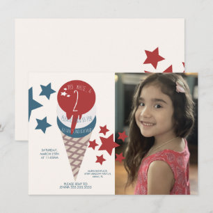Convites Foto de Estrelas de Sorvete de Aniversário de 4 de