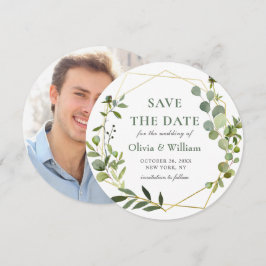 Convites FOTO de Eucalipto Moderno para SAVE THE DATE de Ca