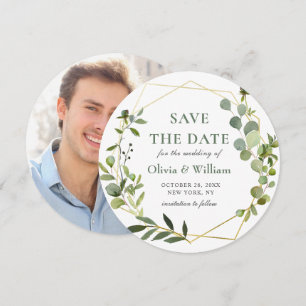 Convites FOTO de Eucalipto Moderno para SAVE THE DATE de Ca