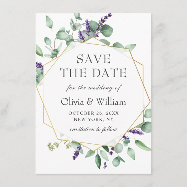 Convites FOTO de Eucalipto Moderno SAVE THE DATE Casamento (Frente)