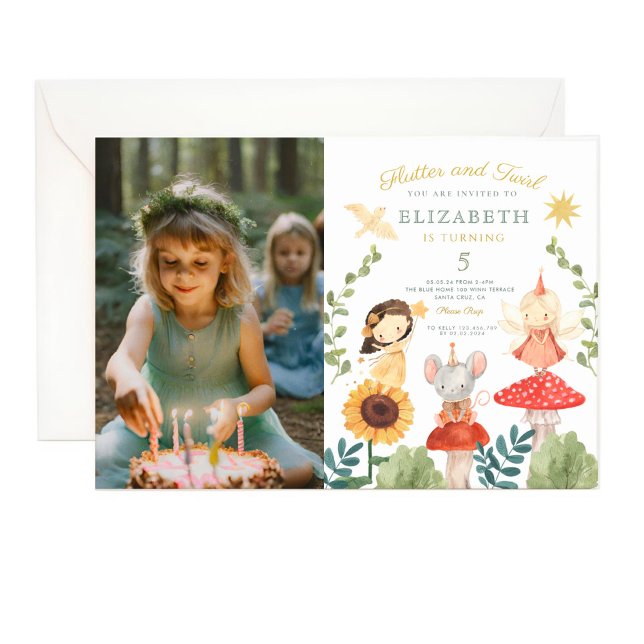 Convites Foto de Fada Encantada Encantada e Flutuante Anive (Criador carregado)