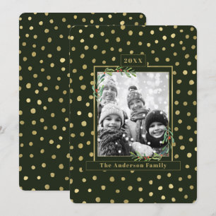 Convites Foto de Família de Férias de Inverno em Verde e Do