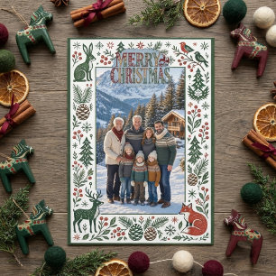 Convites Foto de Família de Natal Alpino de Inverno Nórdico