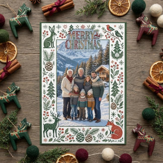 Convites Foto de Família de Natal Alpino de Inverno Nórdico