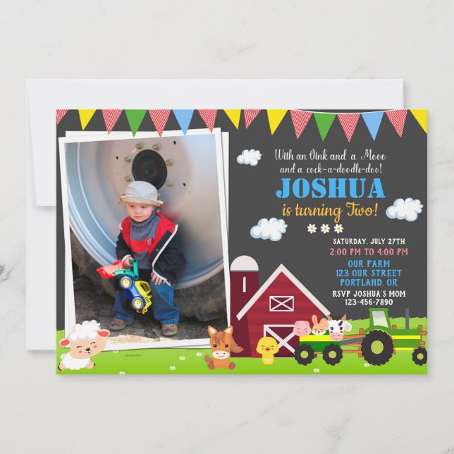 Convites Foto de Fazenda de aniversário de aniversário (Frente)