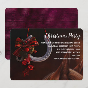 Convites Foto de ferradura de Natal pendurada de cavalo equ