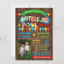 Convites Foto de Festa Combinada de Birthday da Piscina de 