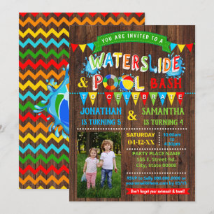 Convites Foto de Festa Combinada de Birthday da Piscina de 