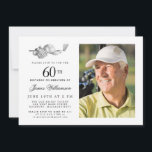 Convites Foto de Festa de aniversário 60ª Golfe Clássico El<br><div class="desc">Aniversário elegante preto e branco para um golfista. O topo do convite é decorado com acessórios de golfe - um clube de golfe, bola de golfe, chapéu e luvas. A design de aquarela cria uma estética tradicional e clássica. Perfeito para uma festa de aniversário no clube ou um CHURRASCO de...</div>