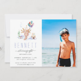 Convites Foto de Festa de aniversário Axolotl com Cores Aqu