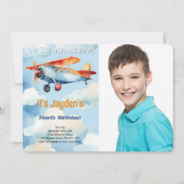 Convites Foto de festa de aniversário de avião editável