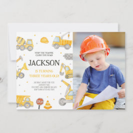 Convites Foto de Festa de aniversário de Caminhão de Constr