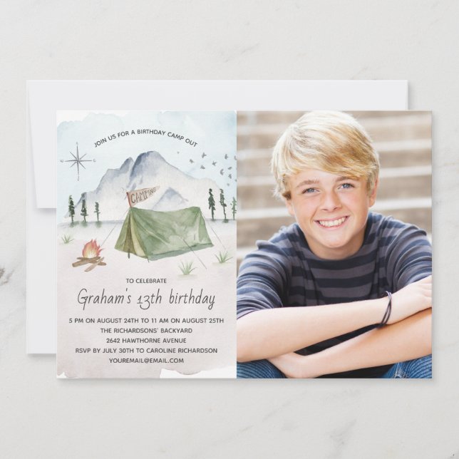 Convites Foto de Festa de aniversário de Camp Out (Frente)