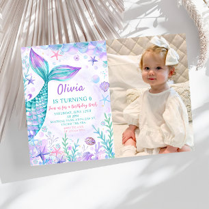 Convites Foto de Festa de aniversário de Cauda de Sereias M