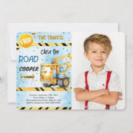 Convites Foto de Festa de aniversário de Construção Editáve