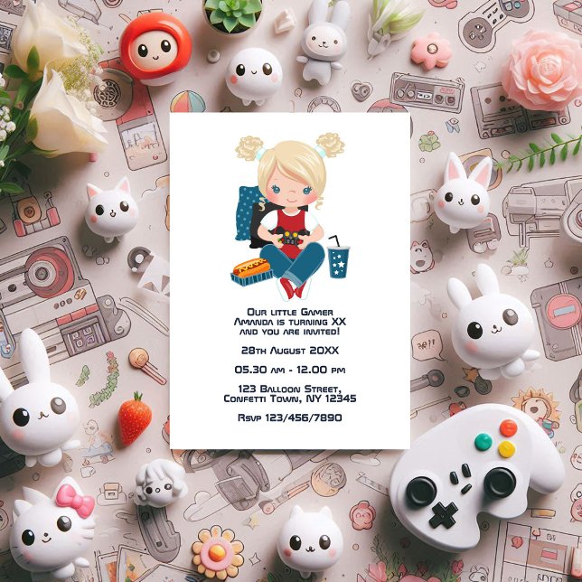 Convites Foto de festa de Aniversário de criança para jogos (Gaming-Themed Kids Birthday Party Photo Invitation)