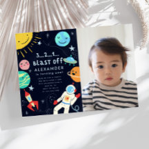 Foto de Festa de aniversário de explosão de espaço