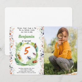 Convites Foto de Festa de aniversário de Inseto de Menino E