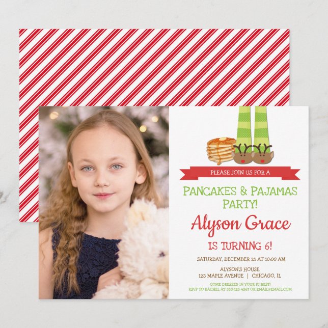 Convites Foto de Festa de aniversário de Panjamas (Frente/Verso)