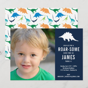 Convites Foto de Festa de aniversário de Silhueta de Dinoss