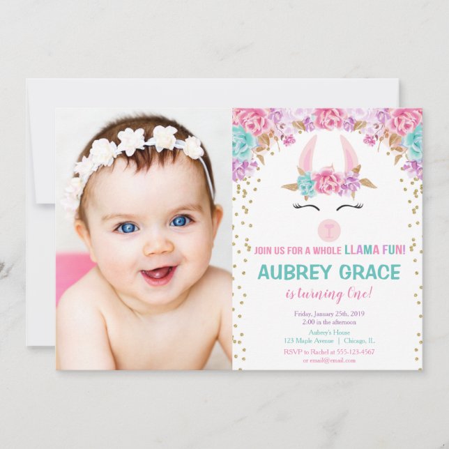 Convites Foto de festa de aniversário de uma garota diverti (Frente)