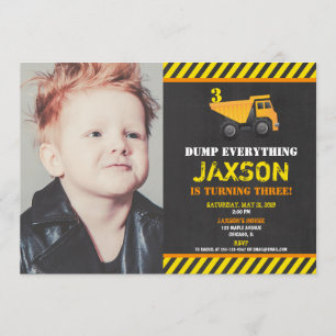 Convites Foto de festa de aniversário do caminhão de cons
