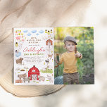 Convites Foto de Festa de aniversário do estaleiro<br><div class="desc">Celebre o grande dia do seu fazendeiro com este convite de aniversário! O lado esquerdo deste convite de aniversário apresenta um cheio de quadros de ilustrações charmosas de animais fazendas. Há dois porcos pequenos, uma família de patos, vacas, coelhos coelhos coelhos, um cavalo e um burro, cabras, algumas ovelhas, um...</div>