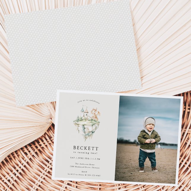 Convites Foto de Festa de aniversário do Tema do Dragão Fof (Criador carregado)