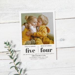 Convites Foto de Festa de aniversário Mínima Moderna