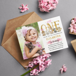 Convites Foto de Festa de aniversário Safari Selvagem de Gl