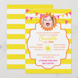 Convites Foto de Festa de aniversário Sunshine