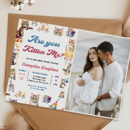 Convites Foto de Festa de Chá de fraldas de Gato Gato Gato-