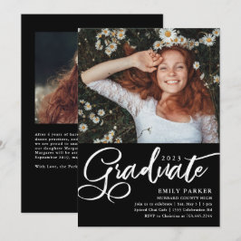 Convites Foto de Festa de formatura branca preta do script 