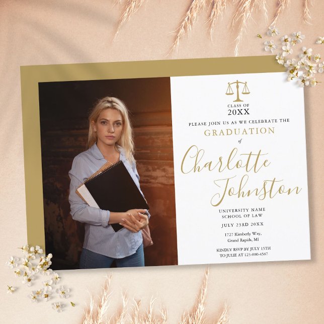 Convites Foto de Festa de formatura Dourada de Script da Fa (Criador carregado)