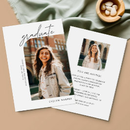 Convites Foto de Festa de formatura Elegante Mínima Persona