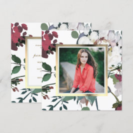 Convites Foto de Festa de formatura Floral bonito e Chic