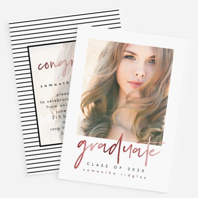 Convites Foto de Festa de formatura Moderna do Stripes com  (Criador carregado)