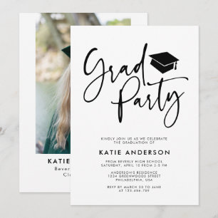 Convites Foto de Festa de Graduação com Caligrafia Moderna 