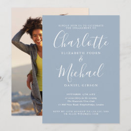 Convites Foto de festa de noivado com letra elegante