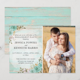 Convites Foto de Festa de noivado de Rosas de Turquesa de M