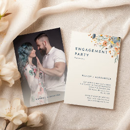 Convites Foto de Festa de noivado Floral Elegante Negrito