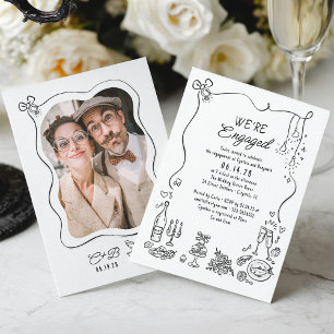 Convites Foto de Festa de noivado Whimsical de Portão Desen